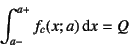 \begin{displaymath}
\int_{a-}^{a+} f_c(x;a) \dint x = Q
\end{displaymath}