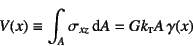 \begin{displaymath}
V(x)\equiv\int_A \sigma_{xz}\dint A=Gk\subsc{t}A \gamma(x)
\end{displaymath}